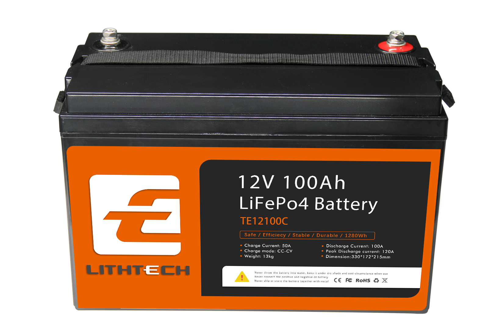 Lithtech TE12100C 32650 Cylindrical Battery Pack 12v 100ah Lithium Ion Batteries